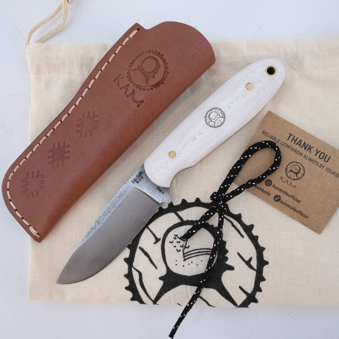 Kam Knife - B20 - N690 Steel - White Handle - Fixed Blade