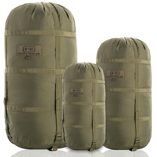 X-Large M-Tac Compression Sack, water-resistant nylon, ideal for hiking and mountaineering.