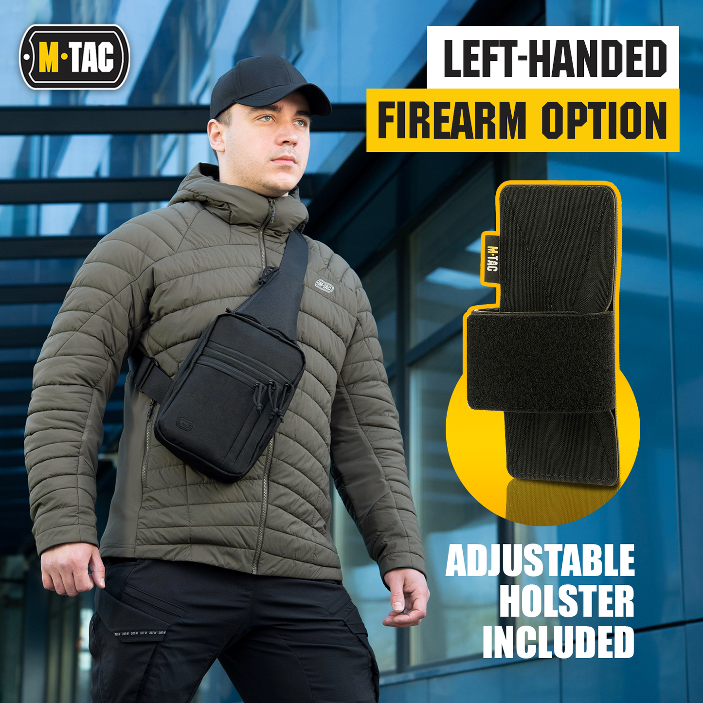 M-Tac LEFT-HANDED Tactical Sling Bag for Men with Holster