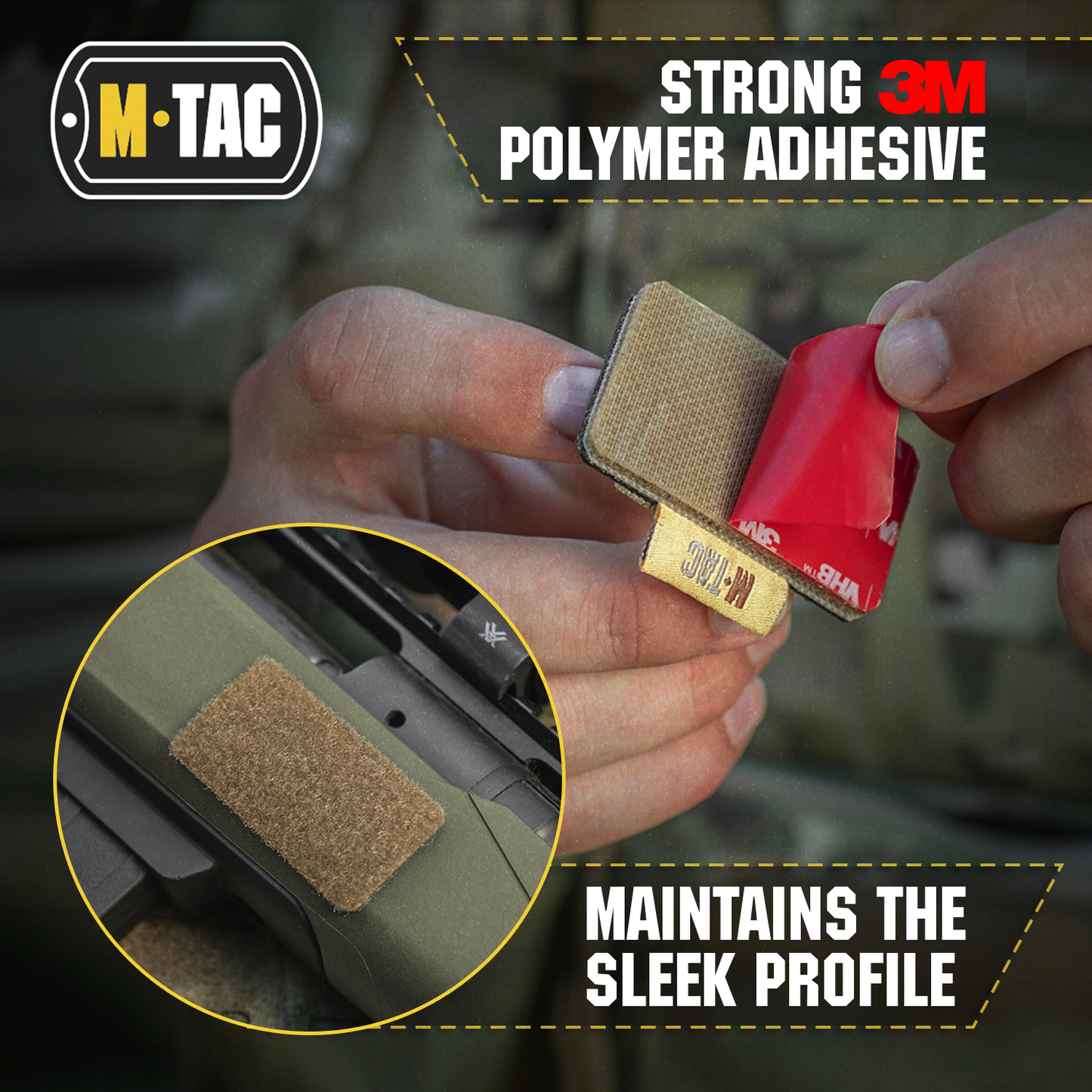 M-Tac 2 Round Bullet Holder with strong 3M polymer adhesive attached to rifle stock, for quick access to spare cartridges.