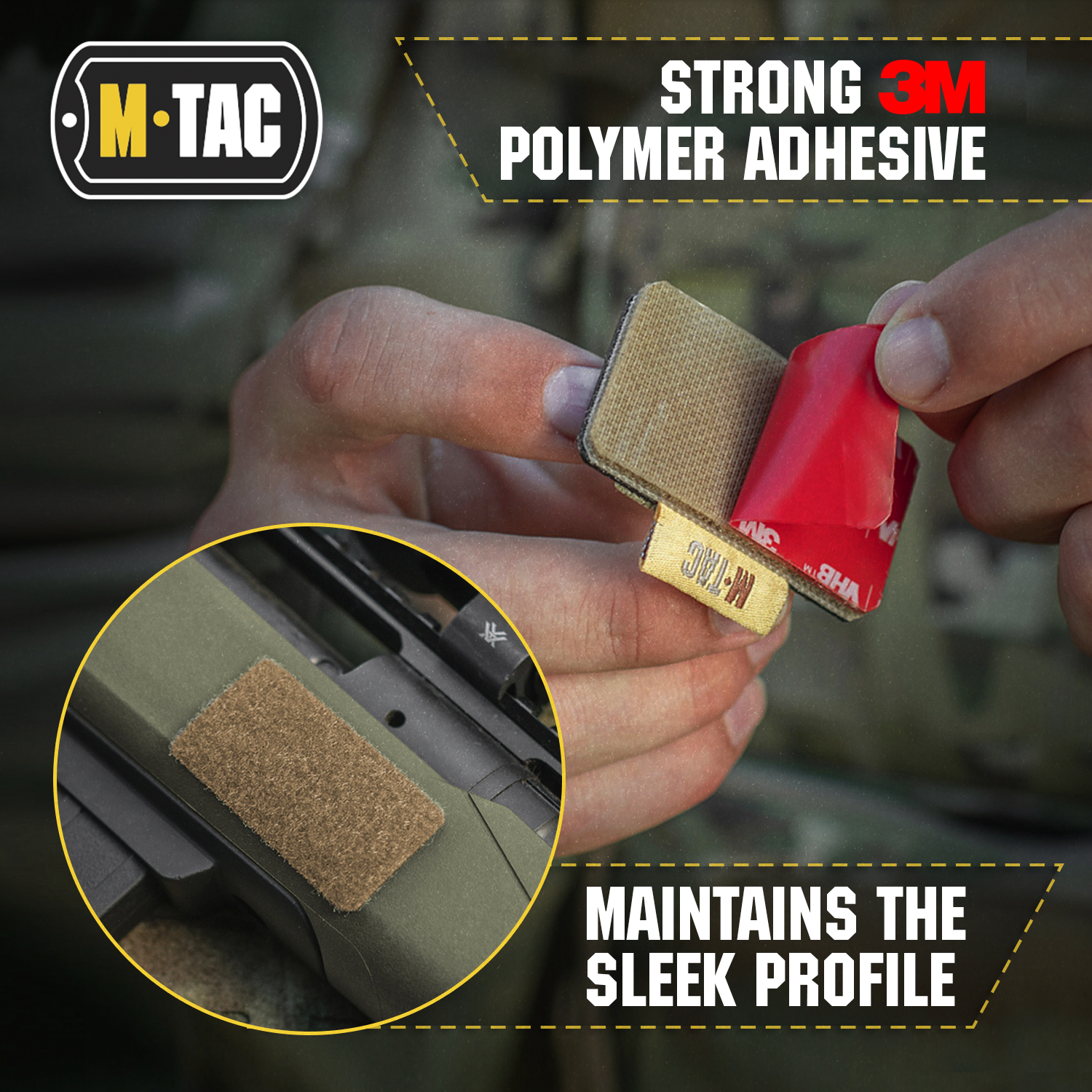 M-Tac 2 Round Bullet Holder with strong 3M polymer adhesive attached to rifle stock, for quick access to spare cartridges.