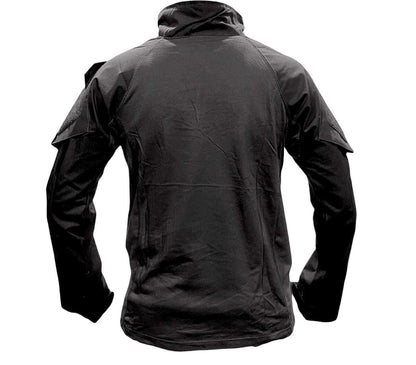 20 pcs SOF Tactical Combat Shirts in black, back view.