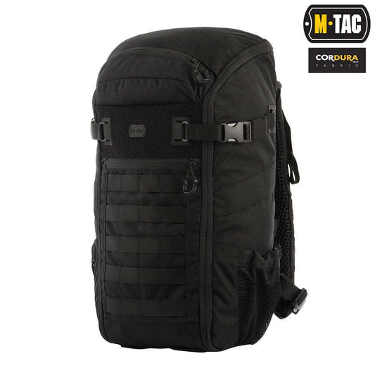 M-Tac Backpack Elite Gen.II, Cordura 500D material, black color, MOLLE panels, side mesh pockets, 25L capacity.