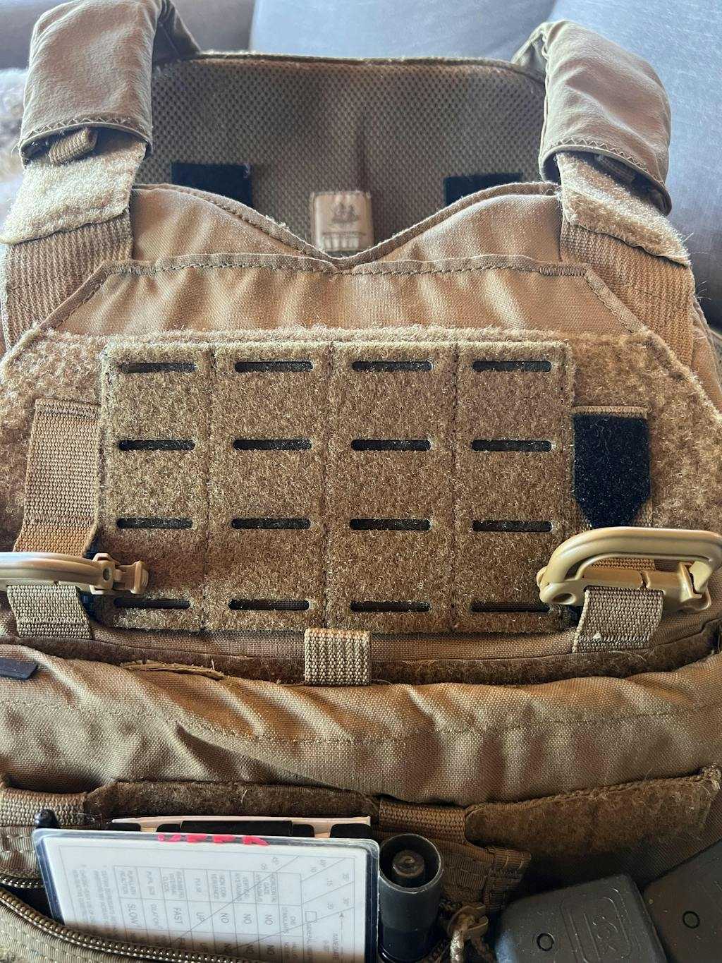 MOLLE patch panel attached to Velocity Systems SCARAB LT with rigid Tegris backing and innovative loop surface.