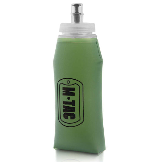 M-Tac Collapsible Water Bottle 17oz, lightweight green flask, BPA-free, reusable design.