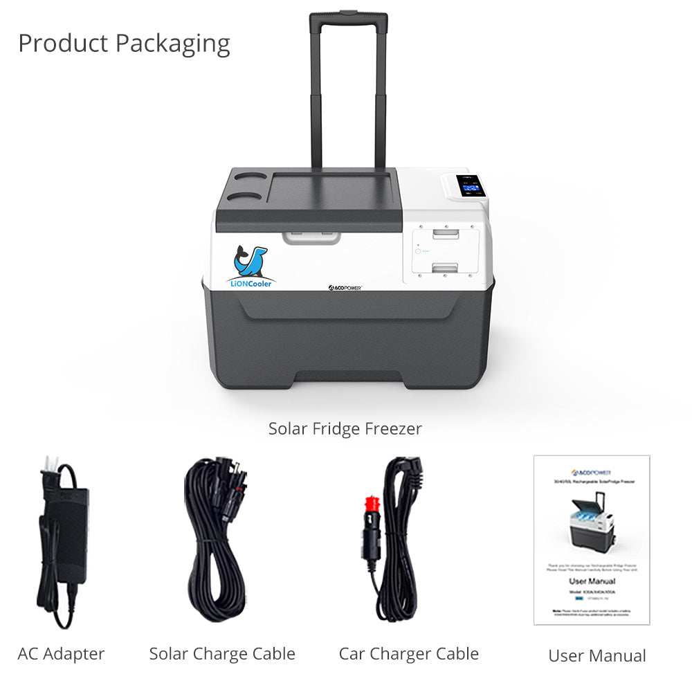 LiONCooler Combo, X30A Portable Solar Fridge / Freezer (32 Quarts) and 90W Solar Panel