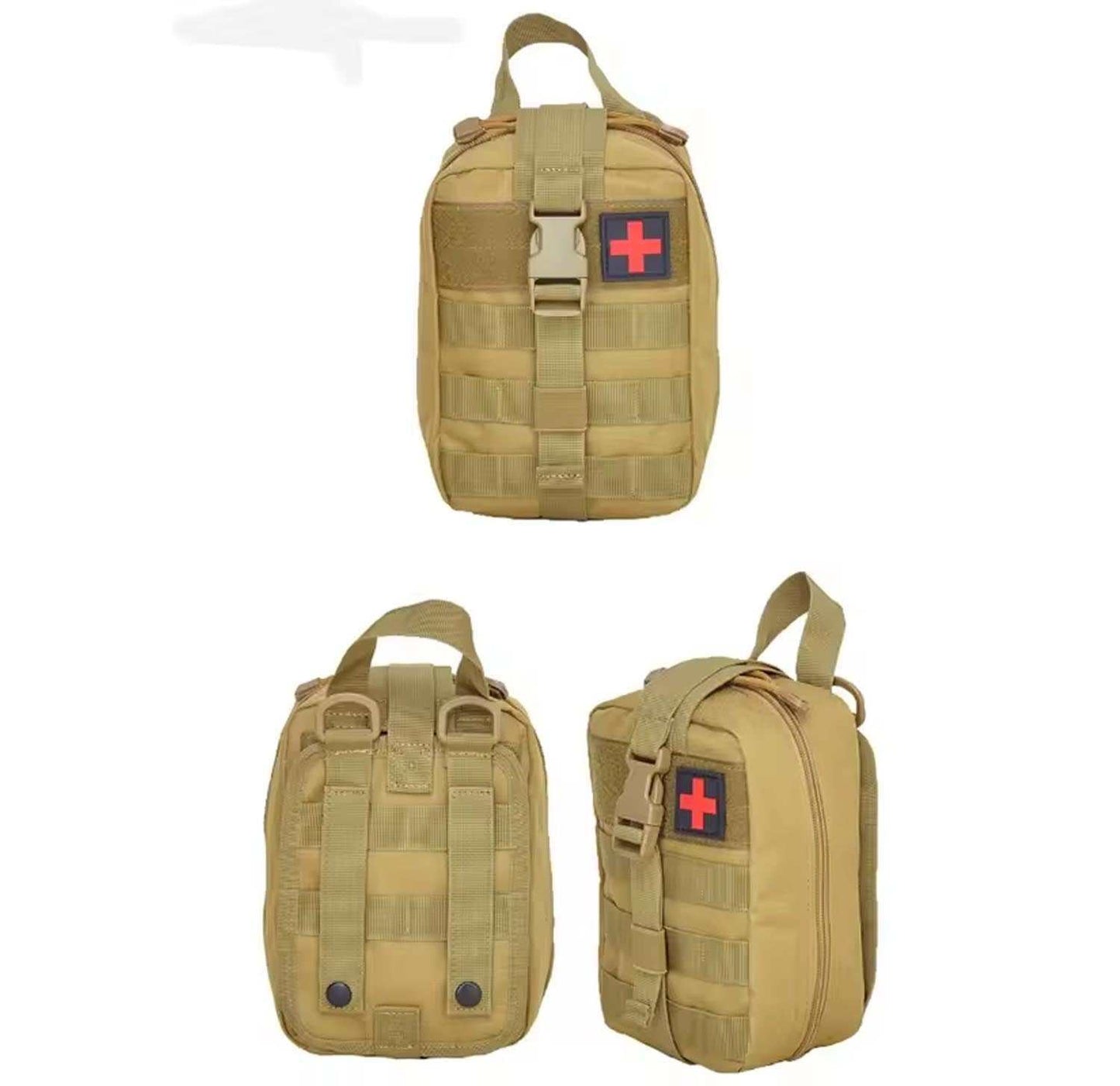 Ham Radio Go Bag with tear-away velcro back, Molle compatible, multi-pocket design for radios and gear.