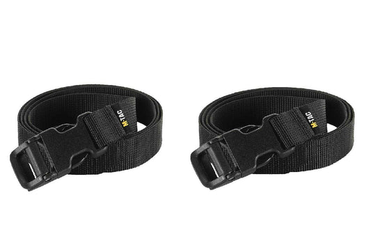 M-Tac Compressive Strap Gen II set of 2 in black, flexible nylon sling with fastex buckle, ideal for backpack and travel gear attachment.