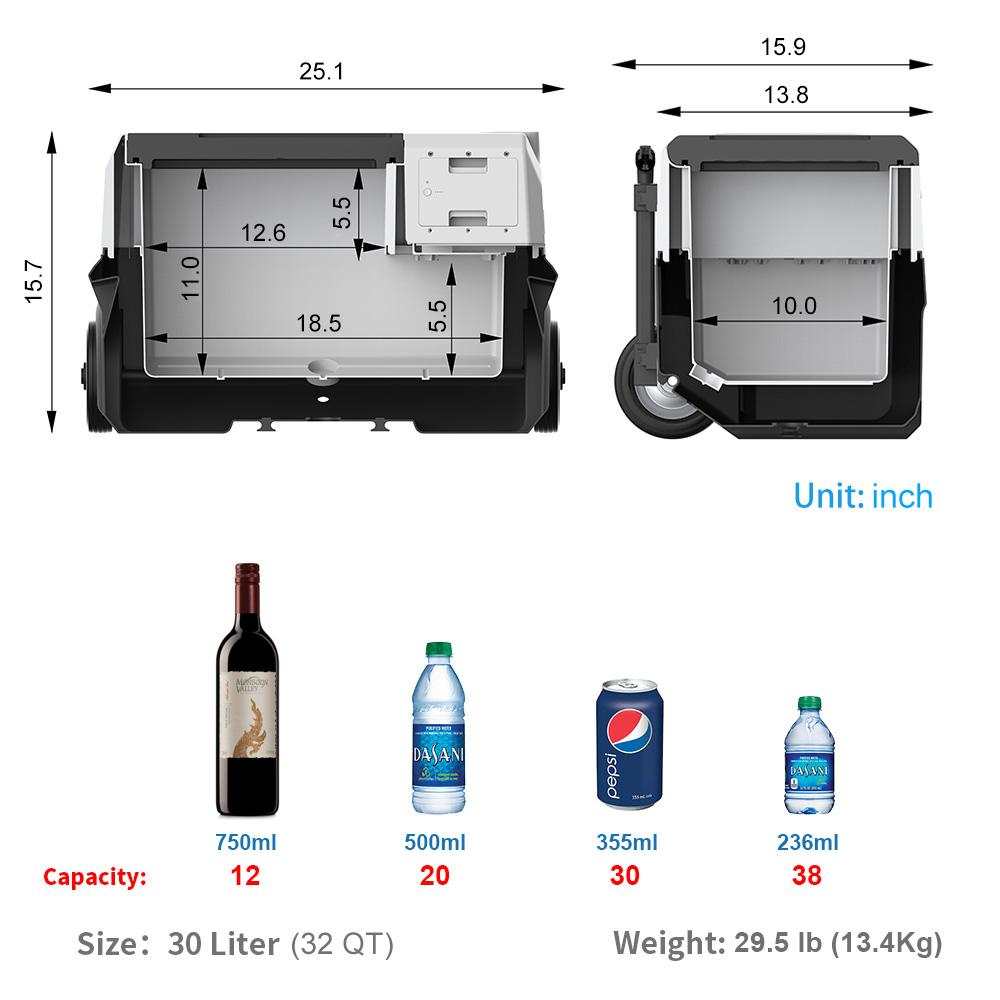 LiONCooler Combo, X30A Portable Solar Fridge / Freezer (32 Quarts) and 90W Solar Panel