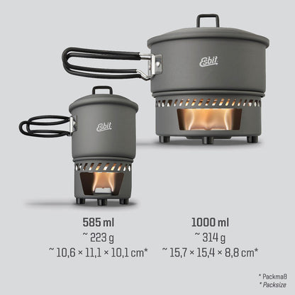 Esbit CS585HA 3-Piece Lightweight Camping Cook Set for Use with Solid Fuel Tablets