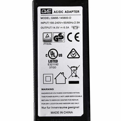 LionCooler AC Adapter label showing technical specifications and safety warnings.