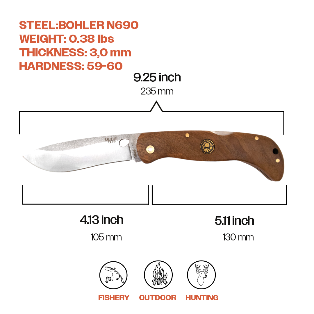 Kam Knife - TR99 - N690 Steel - Walnut Handle - Pocket Knife