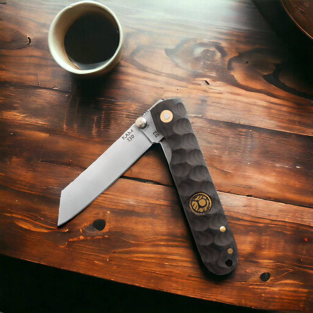 Kam Knife - T30 - D2 Steel - Katsu Brown Handle - Pocket Knife