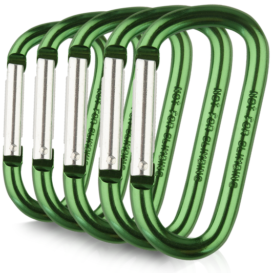 M-Tac 3-inch aluminum carabiners set of 5 in green, not for climbing.