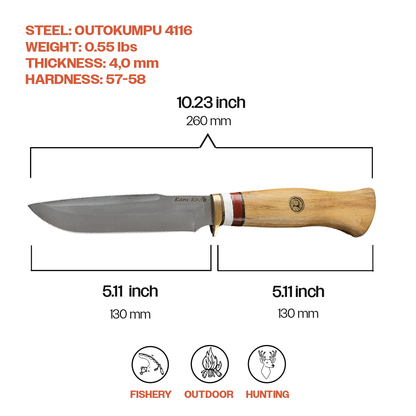 Kam Knife - A20 - 4116 Steel - Accacia Wood Handle - Fixed Blade