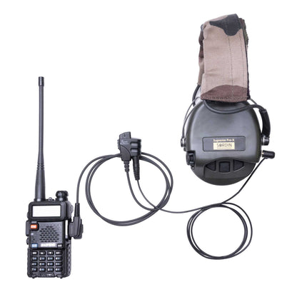 SMC Baofeng and Yaesu radios with electronic earmuffs connection cable.