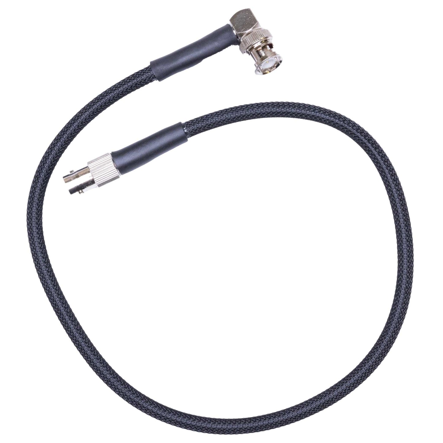 Durable BNC antenna relocation cable with protective sleeve for tactical and emergency radio communication.