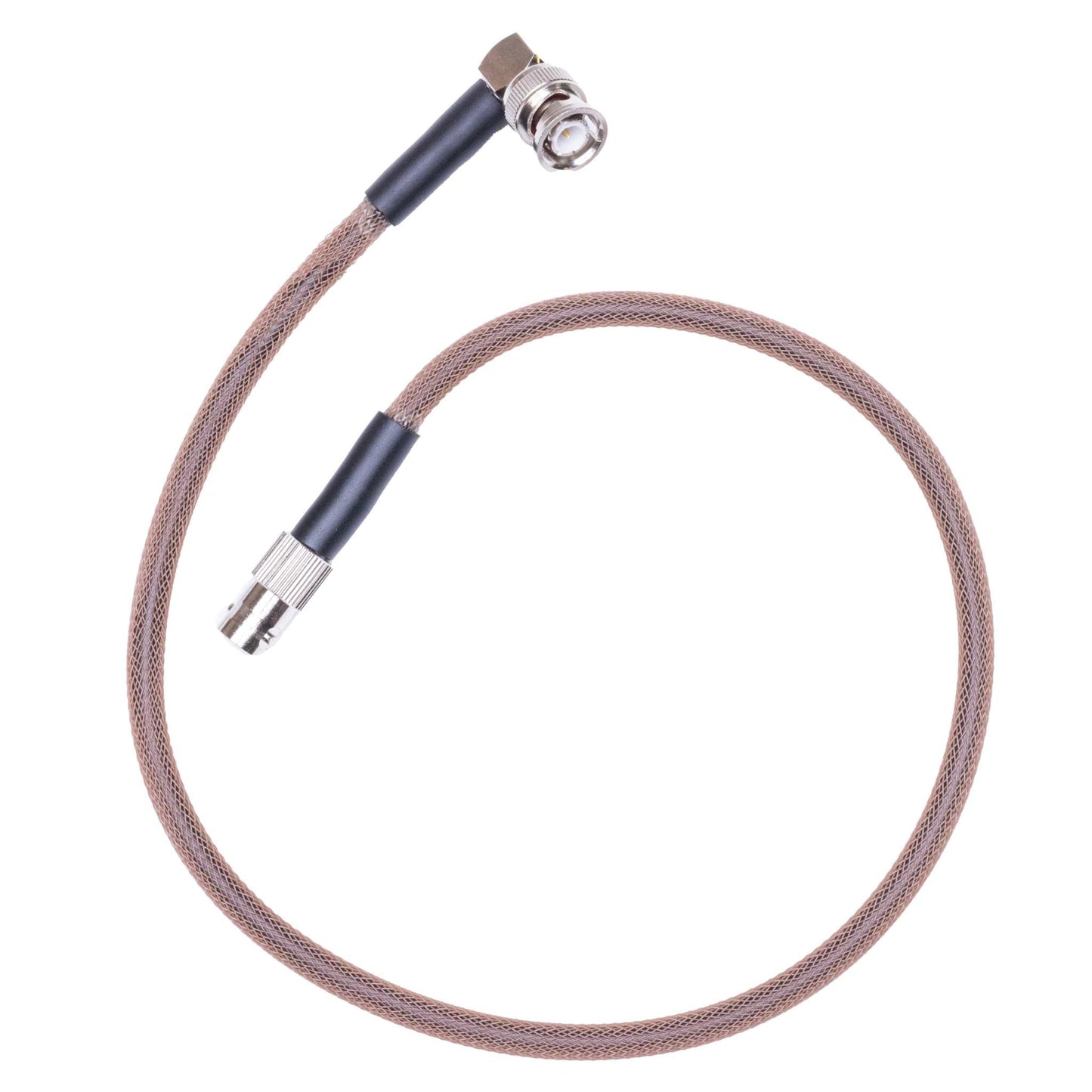 Durable BNC Antenna Relocation Cable with protective sleeve for tactical radio communication.