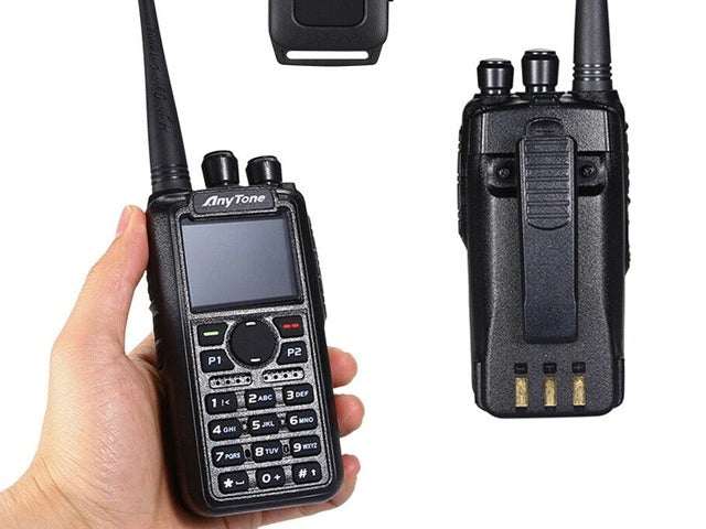 Anytone AT-D878UVII PLUS Digital DMR Dual-Band Handheld Radio with Encryption, featuring color display and durable design.