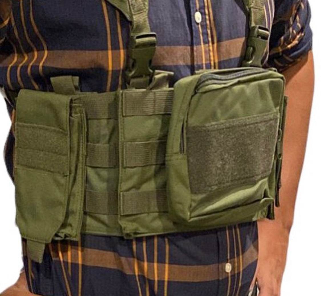 20 pcs Raider Chest Rig with Accessories in 500D Nylon, includes mag pouches and utility pouch.