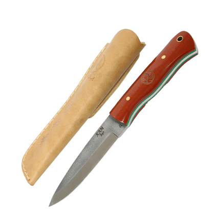 Kam Knife - B40 - D2 Steel - Red and Brown Handle - Fixed Blade