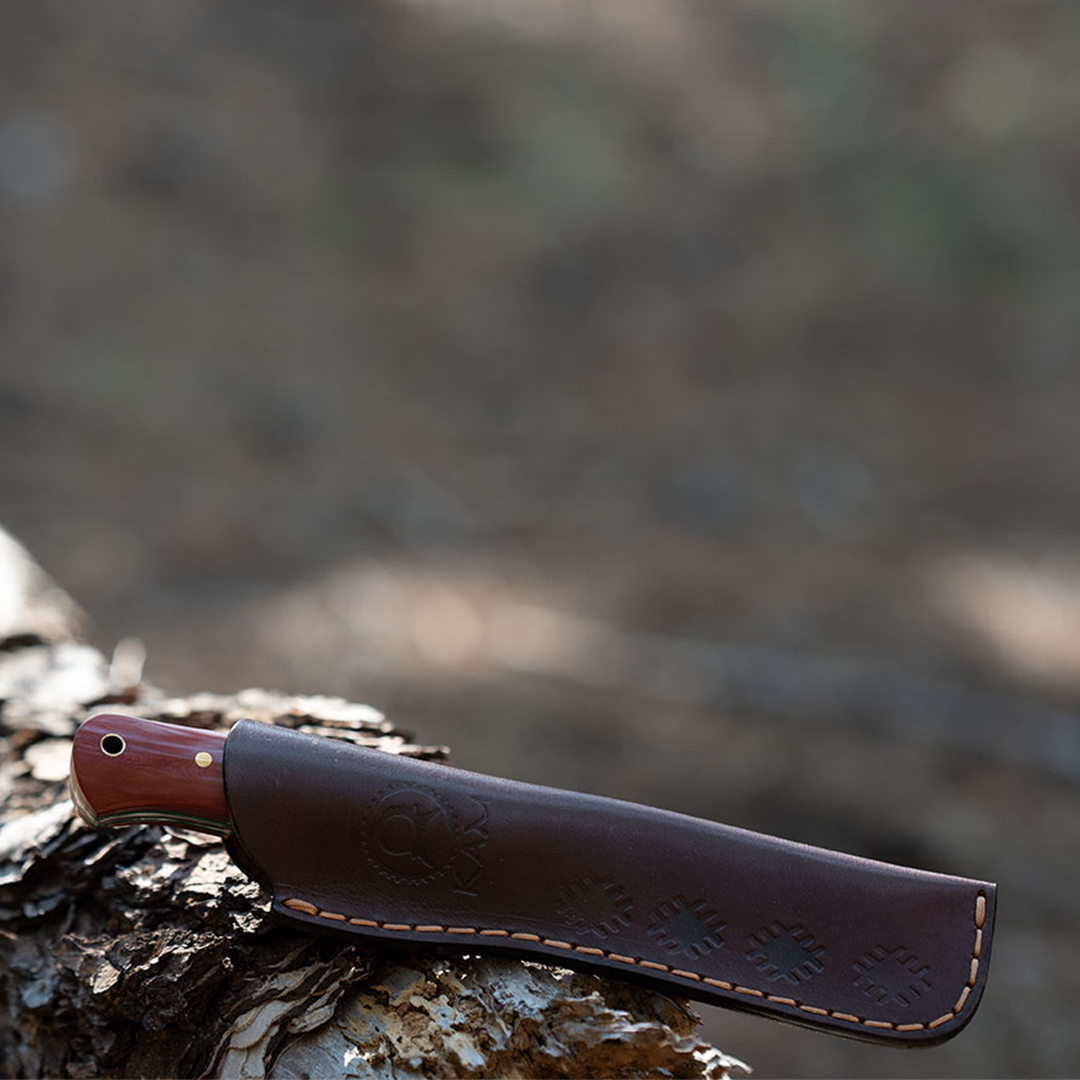 Kam Knife - B40 - D2 Steel - Red and Brown Handle - Fixed Blade