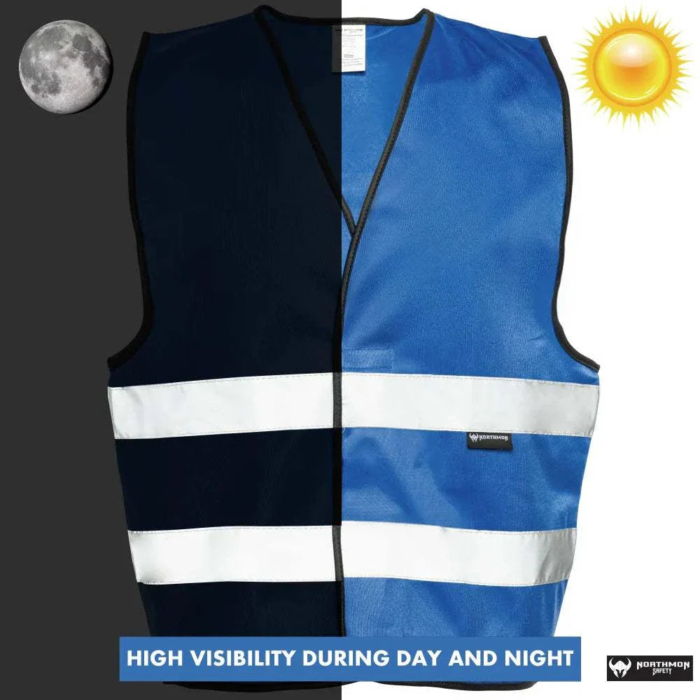 Two Band Reflective Solid Safety Vest - 103 Series in Royal Blue with silver reflective tape, high visibility day and night.