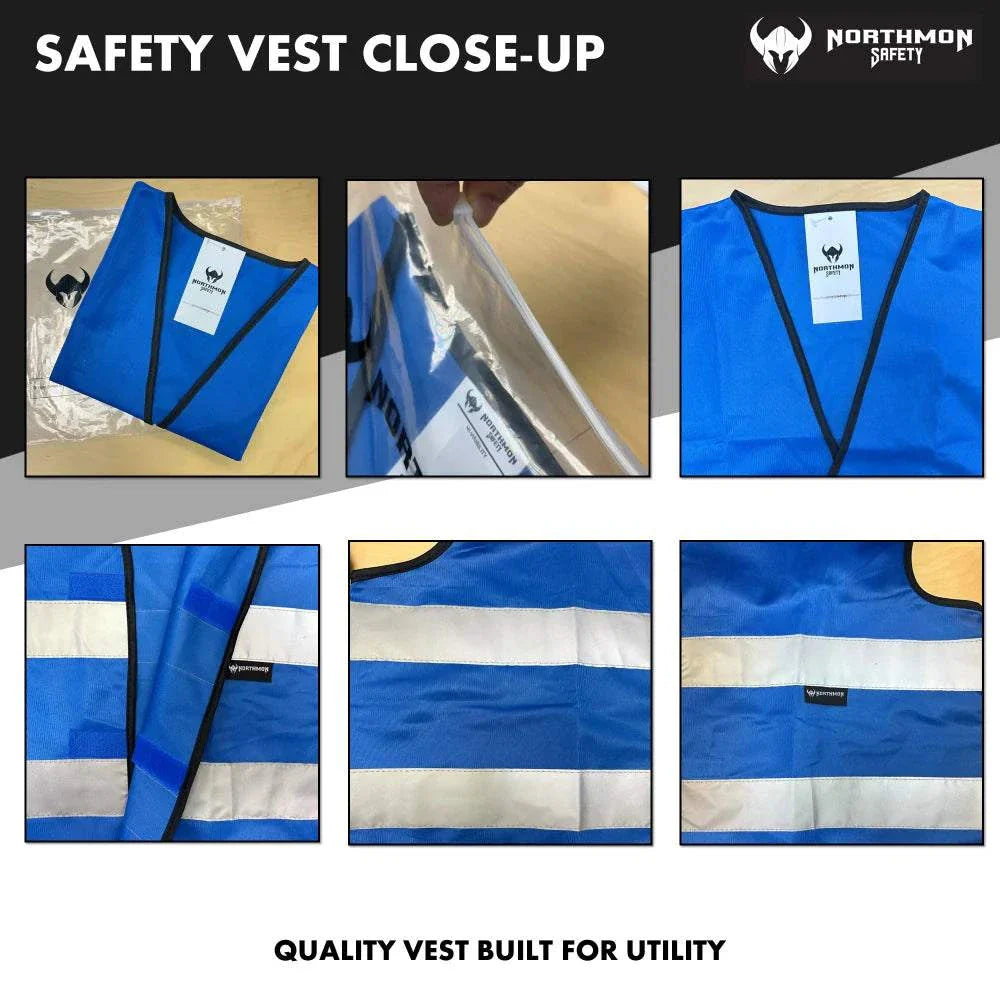 Two Band Reflective Solid Safety Vest - 103 Series in Royal Blue with silver reflective tape and Hook and Loop closure for enhanced visibility and safety.