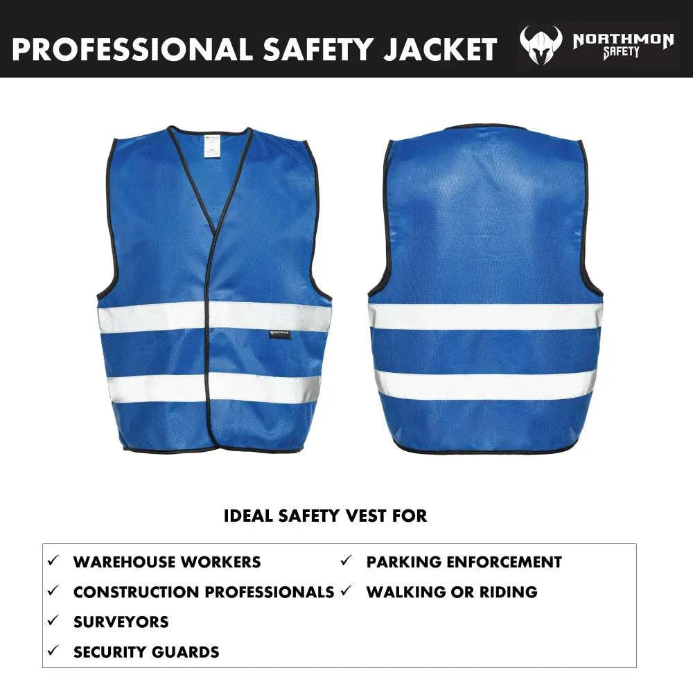 Two Band Reflective Solid Safety Vest - 103 Series in Royal Blue with Hook and Loop Closure, Professional Safety Jacket for Visibility.