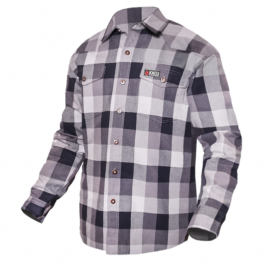 Knox FR Gray Plaid Button-Down Work Shirt - Flame Resistant Twill