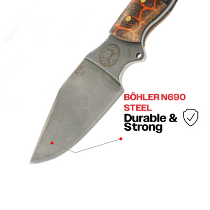 Kam Knife - Z9 - N690 Steel - Orange G Micarta Black Handle - Fixed Blade