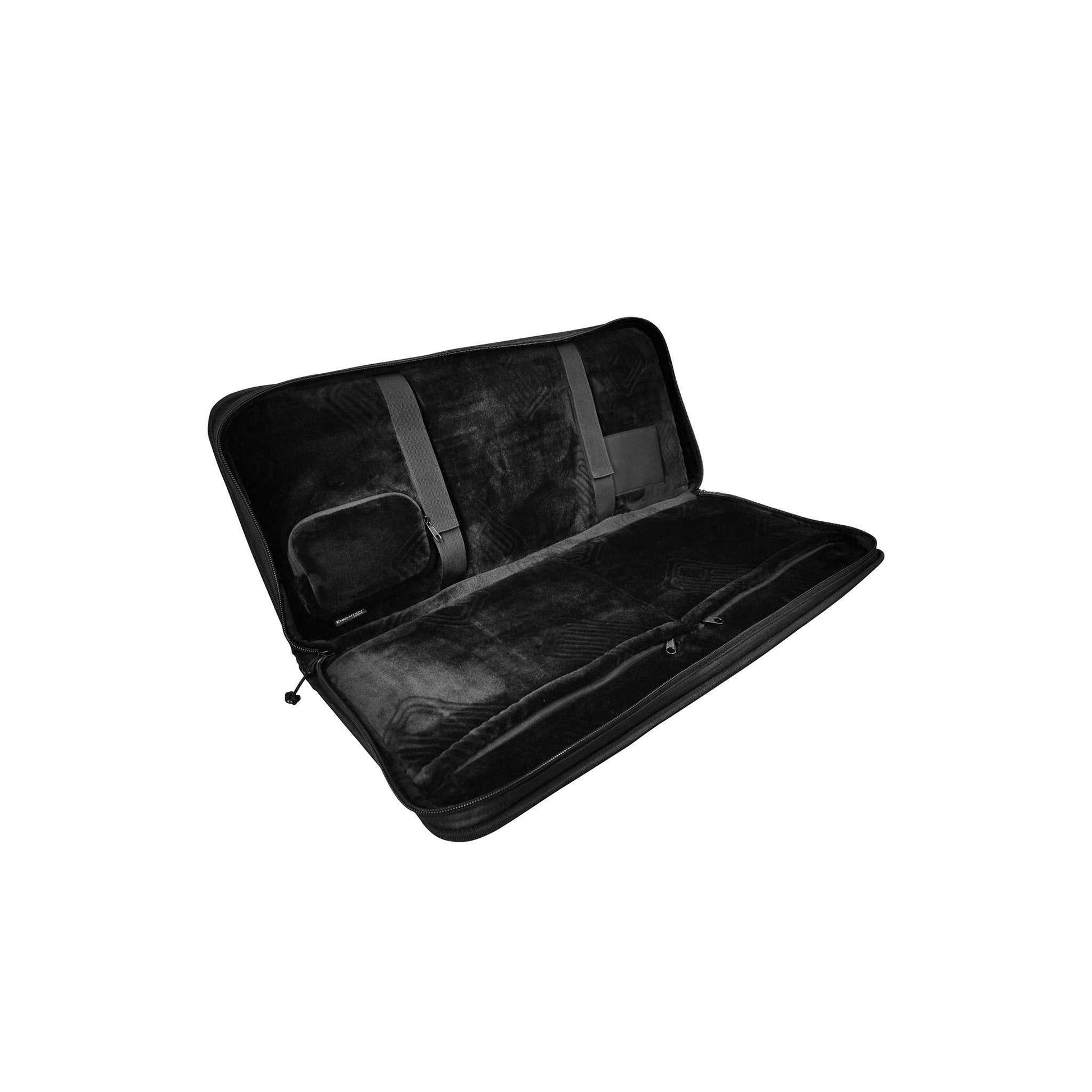 28" EVA Tactical Rifle Case with premium foam padding and fleece lining, featuring interior pockets and tie straps.