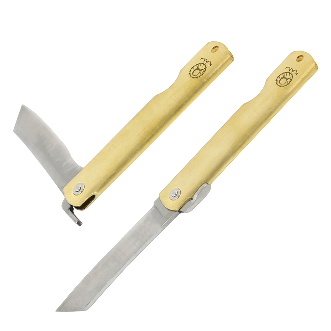 Kam Knife – HIGO - Traditional Carbon Steel - Brass Handle - Pocket Knife