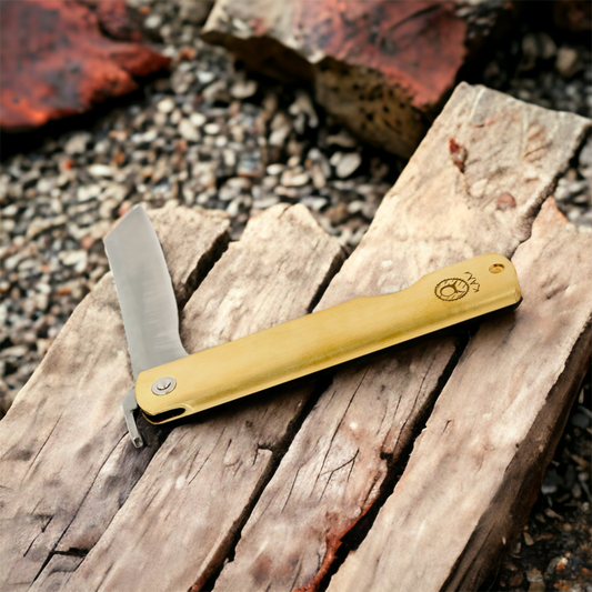 Kam Knife – HIGO - Traditional Carbon Steel - Brass Handle - Pocket Knife