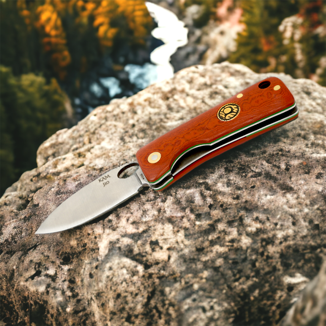 Kam Knife – J10 - 4116 Steel - Red Inlay Handle - Pocket Knife