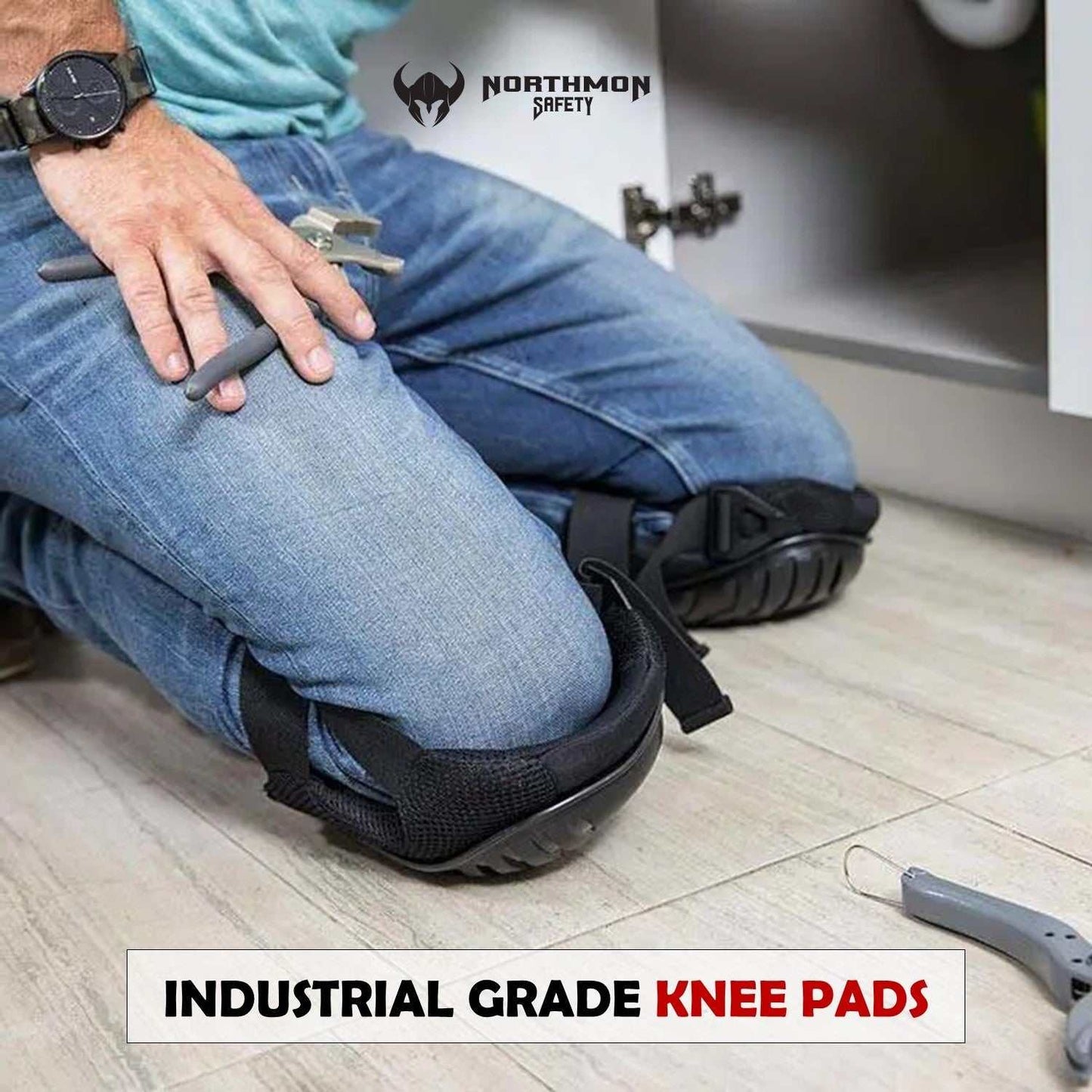 Professional work knee pads with heavy duty foam padding and comfort gel cushion, designed for durability and maximum protection.