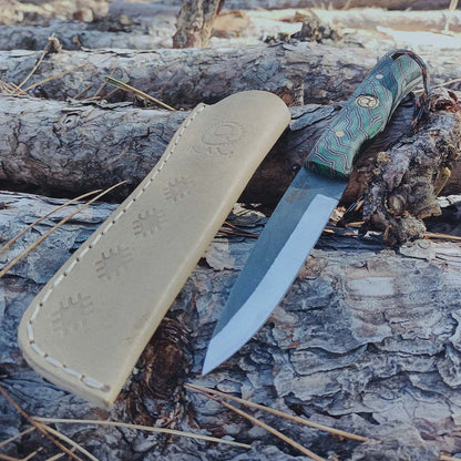 Kam Knife - B40 - D2 Steel - Green G Micarta Handle - Fixed Blade