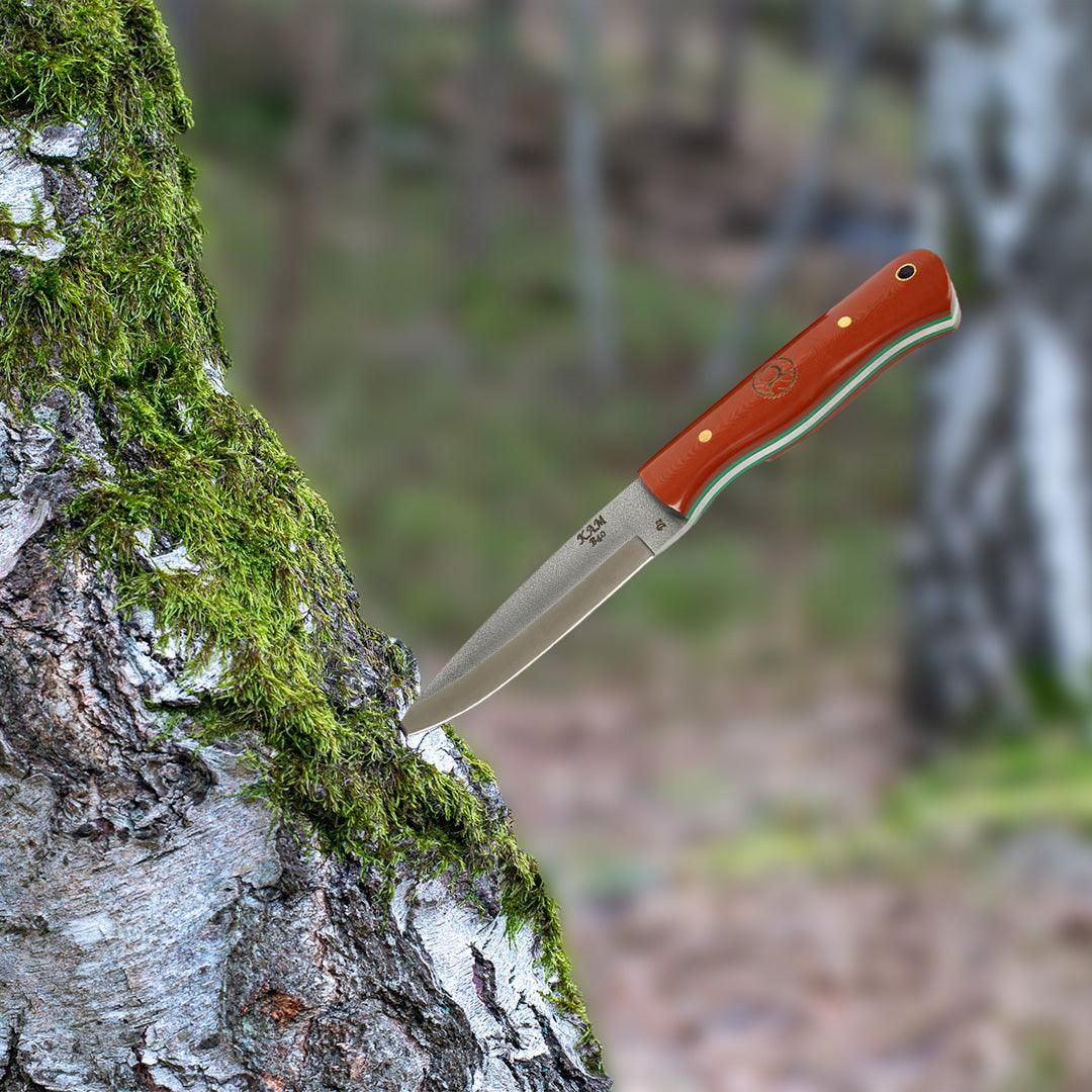 Kam Knife - B40 - D2 Steel - Red and Brown Handle - Fixed Blade