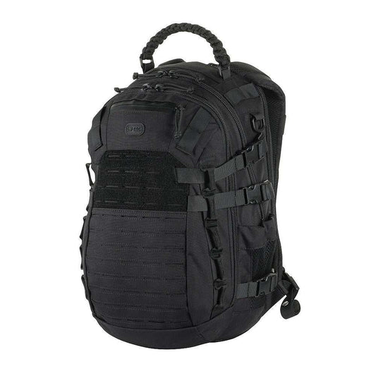 Black M-Tac Backpack Mission with MOLLE system and YKK zippers for tactical use.