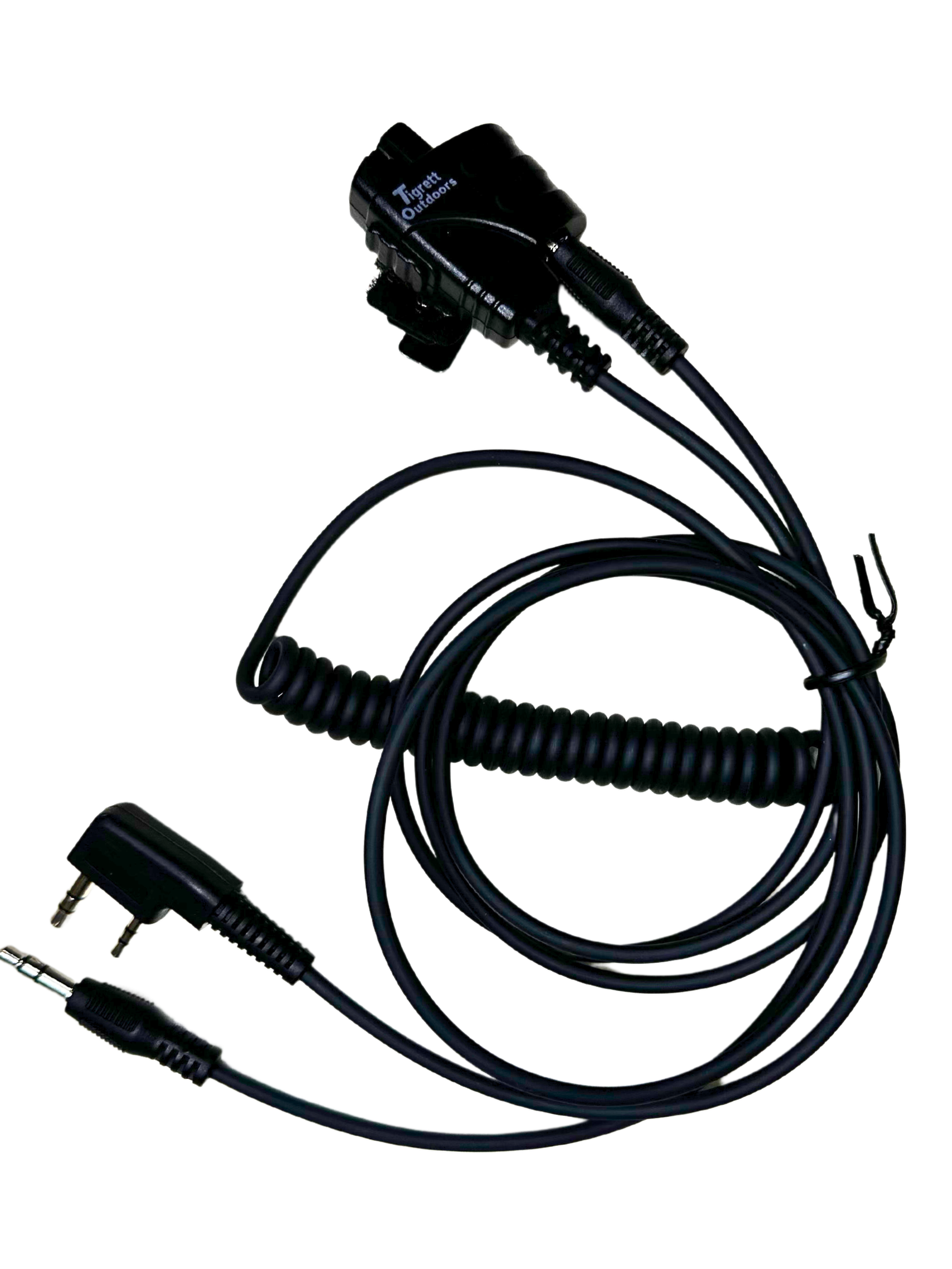 SMC cable for connecting Baofeng and Yaesu radios to electronic earmuffs.