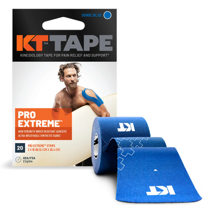 KT Tape Pro Extreme® kinesiology tape for pain relief and support in sonic blue.