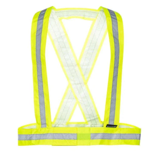 Hi Vis Yellow Safety Strap Belt with 1" Reflective Silver Tape for enhanced visibility.