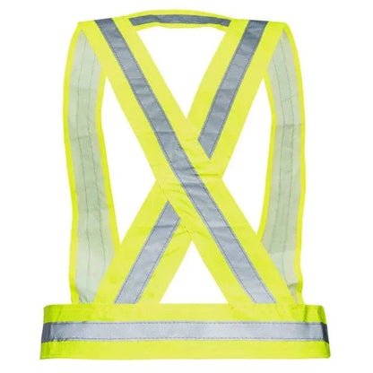 Hi Vis Yellow Safety Strap Belt with 1" Reflective Silver Tape, adjustable polyester.