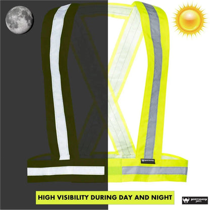 Hi Vis Yellow Safety Strap Belt with 1" Reflective Silver Tape for enhanced visibility and comfort.