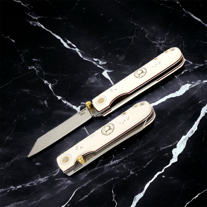 Kam Knife – T30 - D2 Steel - Katsu White Handle - Pocket Knife