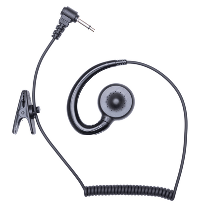 Single ear earpiece for SMC cable featuring clip and cord.