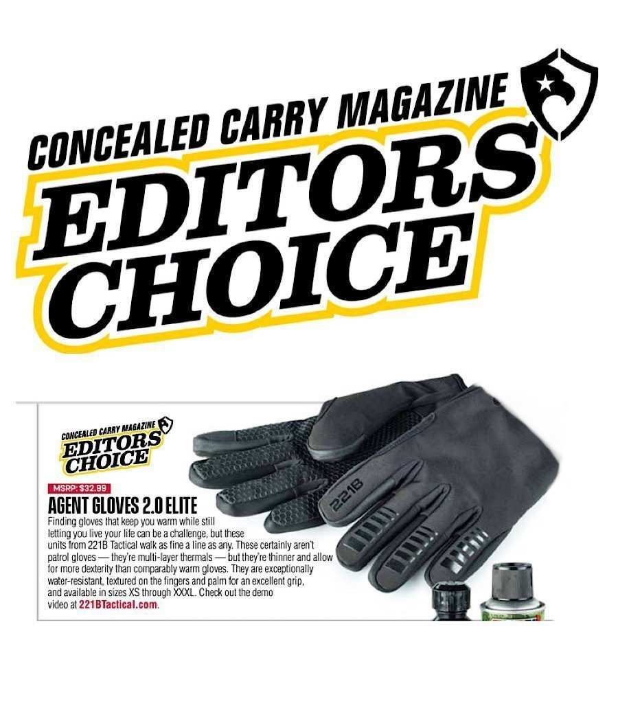 Agent Gloves 2.0 Elite with smart-touch, water-resistant design; Concealed Carry Magazine Editors Choice.