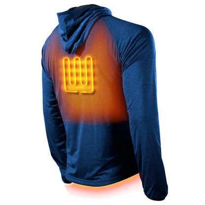 Apex Mens Heated Tech Hoodie with flexible fabric and customizable heat settings.