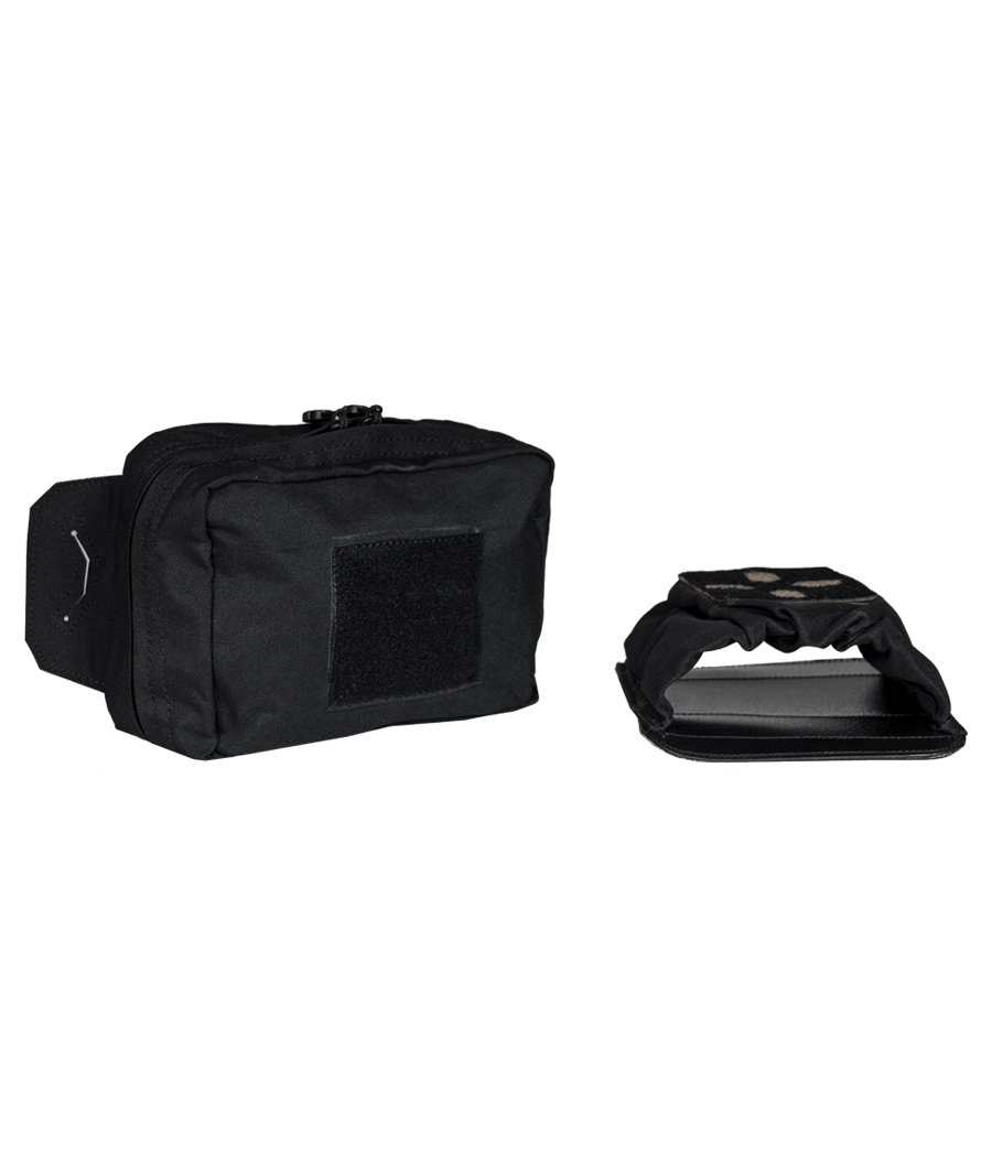 Apollo Rapid Access Individual First Aid Kit Pouch with Molle attachment, black, dimensions 8" x 5" x 3".