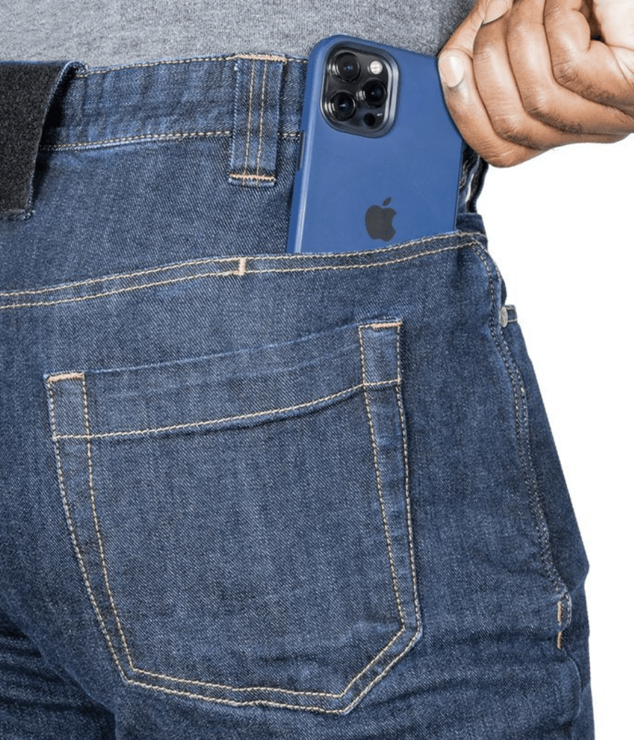 Asset Tactical Jeans with extra pocket for smartphone, featuring stretch denim.